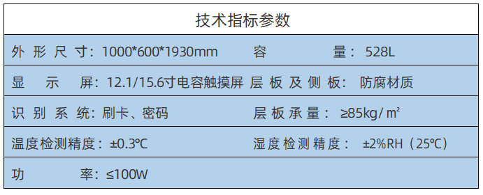 排風型智能試劑柜的參數